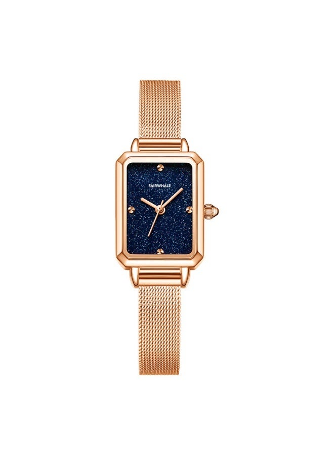 Mark Fairwhale Square Dial Women's Quartz Watch - Blue Dial, Stainless Steel Strap and Case - Image 1